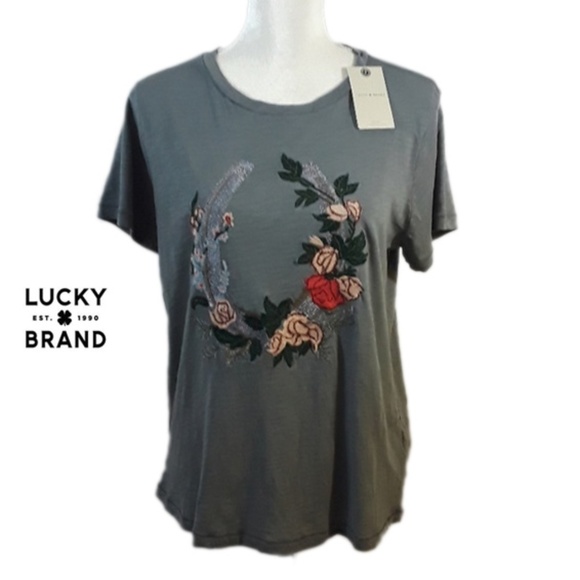 Lucky Brand Tops - Lucky Brand Embroidered Horseshoe T-Shirt